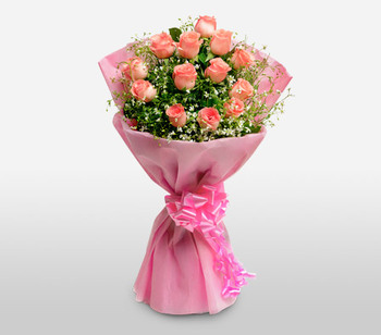 12 Pink roses